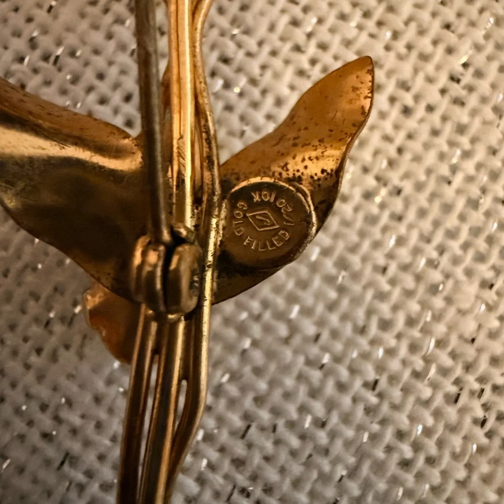 Vintage brooch 10k Gold filled with Green gemstone - Picture 5 of 6